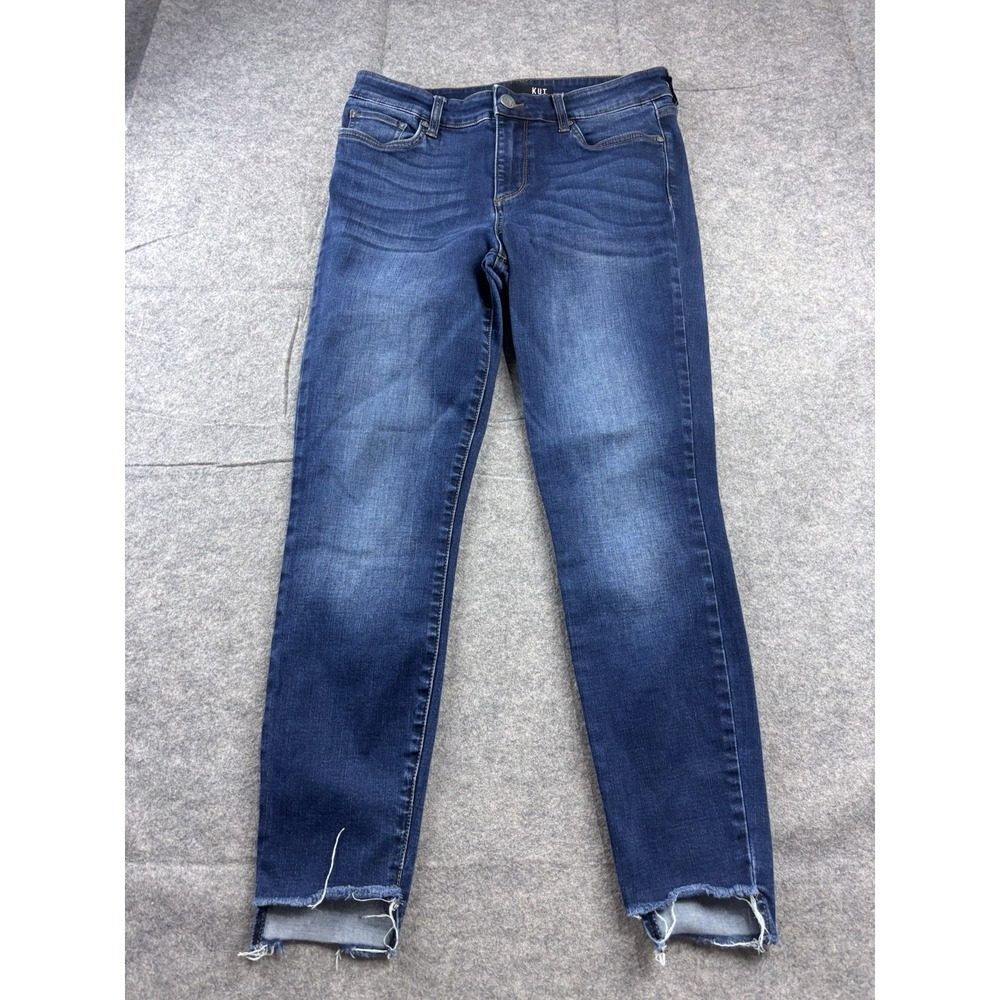 Kut from the Kloth Jeans Women's 8 Blue Connie Fab Ab Ankle Skinny Raw hem